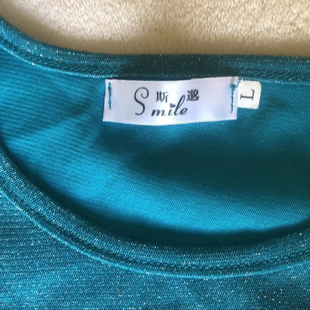 ⬇️ % OFF Icecapades XS S SM Sheer Long sleeve sparkle Teal blouse dress shirt - Picture 3 of 8